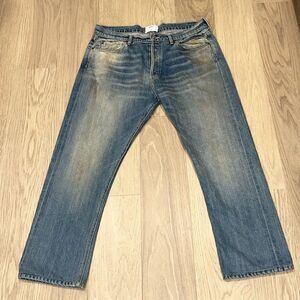 BTFL Mens Distressed Faded Blue Jeans Whiskering Buttonfly Size 34